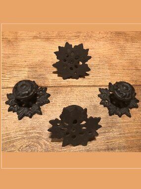 Four (4) Rustic Leaf Cast Iron Drawer Pull 3" wide Set of Four (4) 0058A